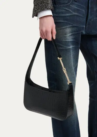 Tom Ford Arc Small Croc-Embossed Leather Shoulder Bag | Thumbnail 2