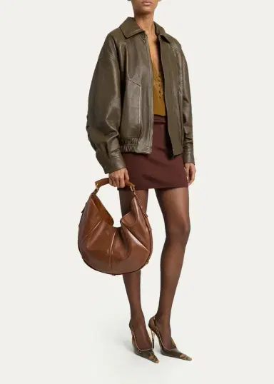 Saint Laurent Mombasa Medium Pleated Leather Hobo Bag | Thumbnail 5 Saint Laurent Mombasa Medium Pleated Leather Hobo Bag | Thumbnail 5