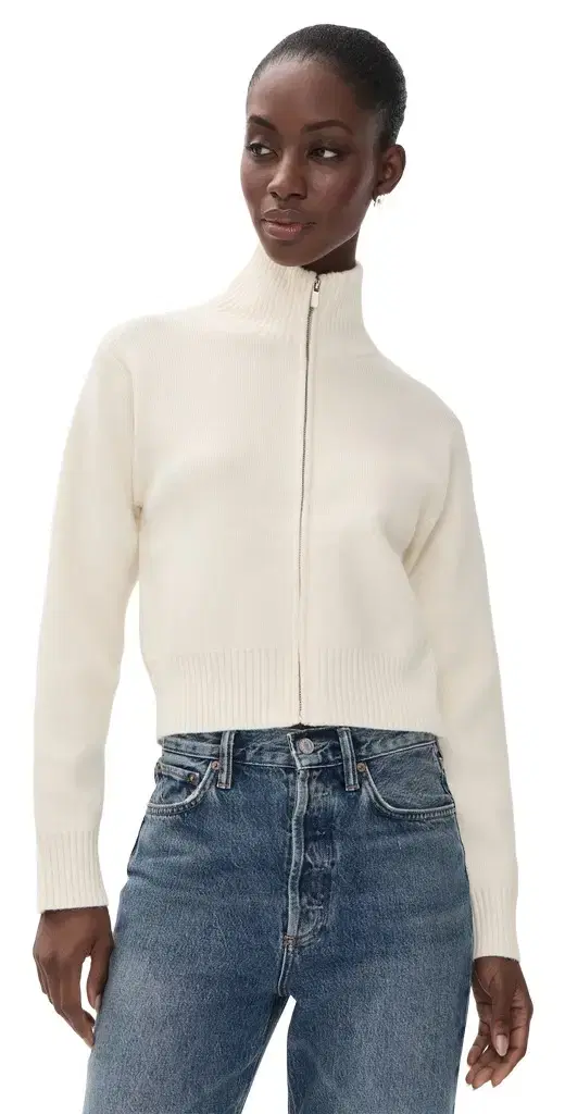 English Factory Zip-Up Funnel Neck Knit Jacket