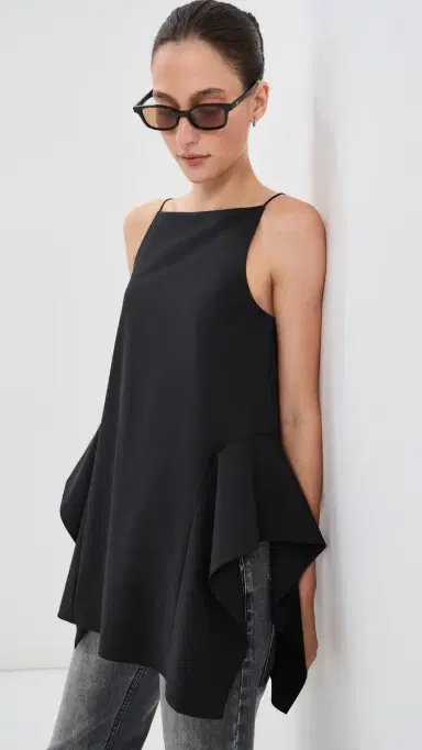 Tibi Tropical Wool Side Drape Top | Thumbnail 2 Tibi Tropical Wool Side Drape Top | Thumbnail 2