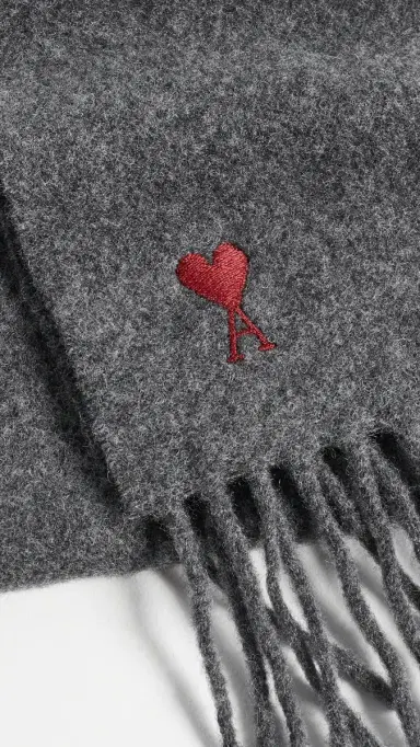 AMI Quota Wool Scarf with Red De Coeur Embroidery | Thumbnail 5