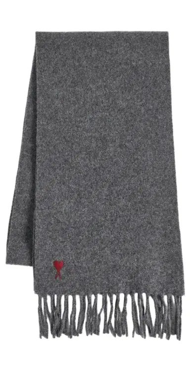 AMI Quota Wool Scarf with Red De Coeur Embroidery | Thumbnail 1