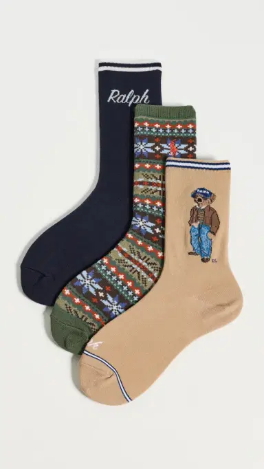 Polo Ralph Lauren Pre-Fall Bear Socks 3-Pack | Thumbnail 2 Polo Ralph Lauren Pre-Fall Bear Socks 3-Pack | Thumbnail 2