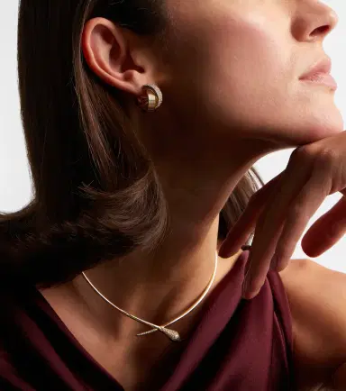 Sydney Evan Tri-Link 14kt gold hoop earrings with diamonds | Thumbnail 4