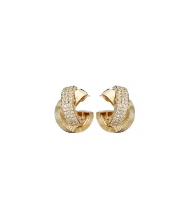 Sydney Evan Tri-Link 14kt gold hoop earrings with diamonds | Thumbnail 1