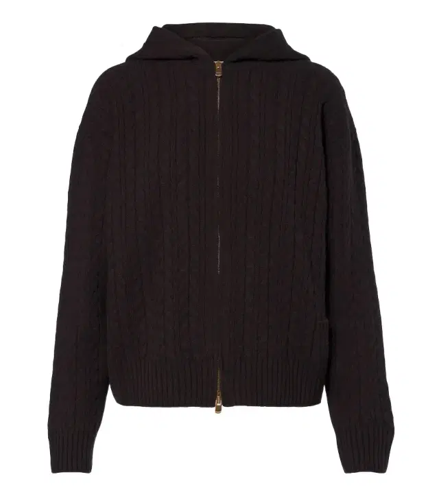 Cable-knit cashmere zip-up hoodie