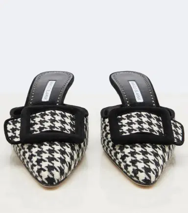 Manolo Blahnik Maysalebi houndstooth suede-trimmed mules | Thumbnail 3