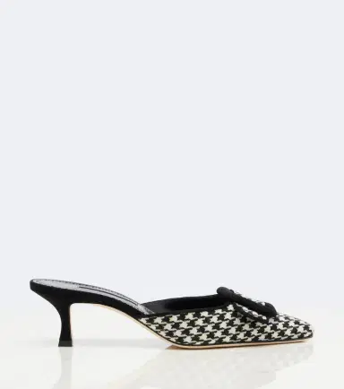 Manolo Blahnik Maysalebi houndstooth suede-trimmed mules | Thumbnail 4