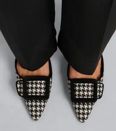 Manolo Blahnik Maysalebi houndstooth suede-trimmed mules | Thumbnail 5