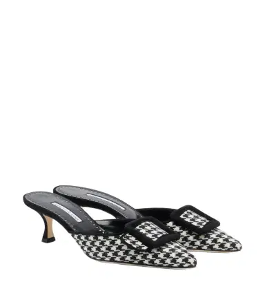 Manolo Blahnik Maysalebi houndstooth suede-trimmed mules | Thumbnail 1
