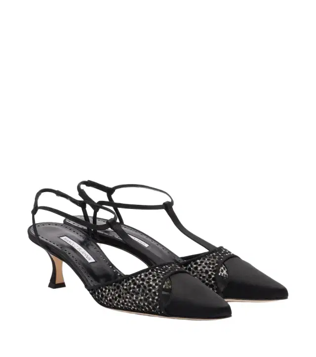 Manolo Blahnik Turgimodla satin slingback pumps