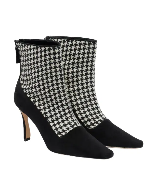 Manolo Blahnik Gosta houndstooth suede-trimmed ankle boots
