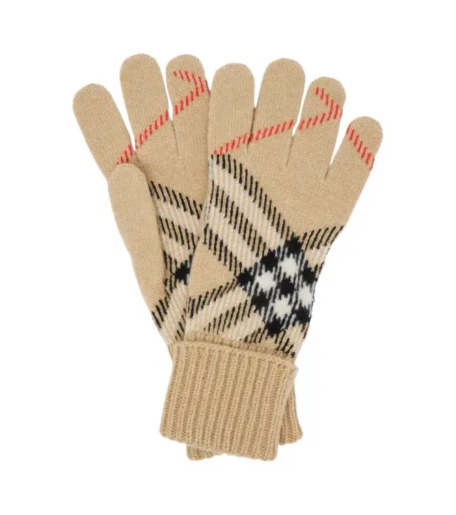 Burberry Check cashmere-blend gloves