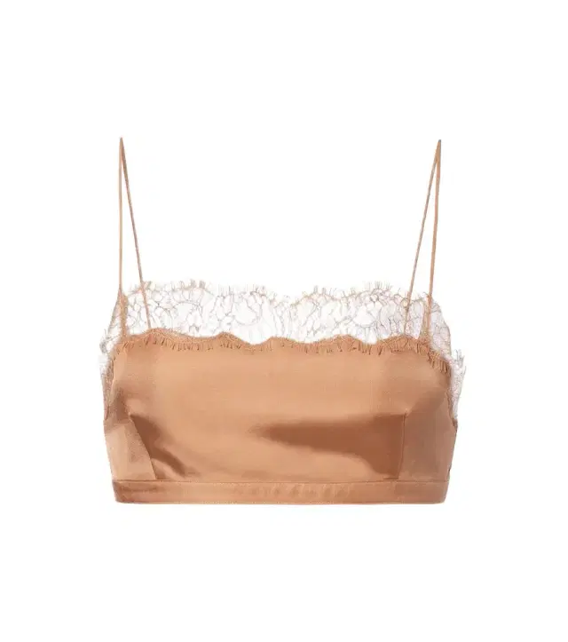 Ulla Johnson Leiko lace-trimmed silk twill crop top