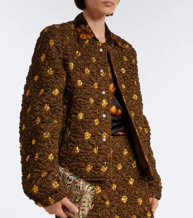 Dries Van Noten Embellished floral cloqué jacket | Thumbnail 6
