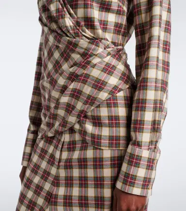Dries Van Noten Draped plaid cotton flannel shirt | Thumbnail 3