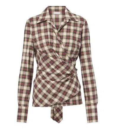 Dries Van Noten Draped plaid cotton flannel shirt | Thumbnail 1