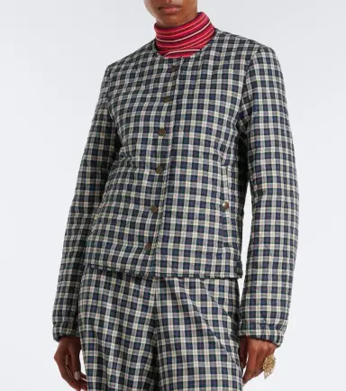 Dries Van Noten Checked quilted cotton-blend jacket | Thumbnail 3