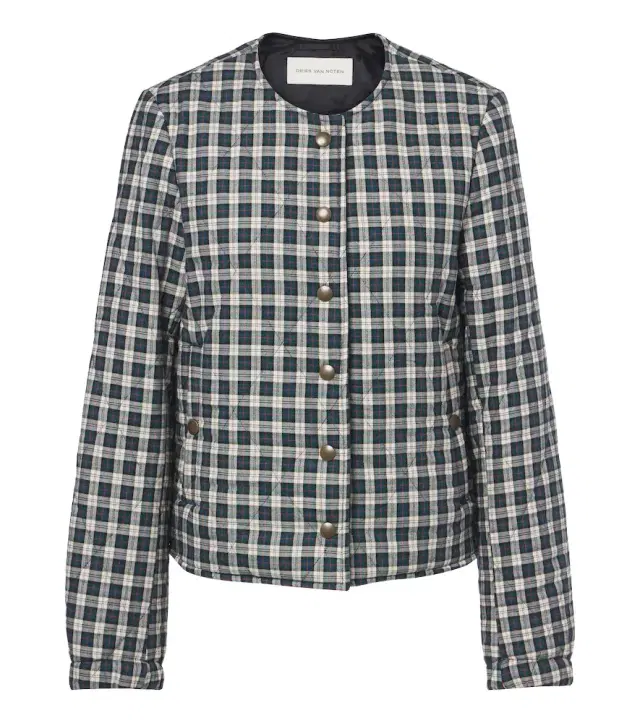 Dries Van Noten Checked quilted cotton-blend jacket