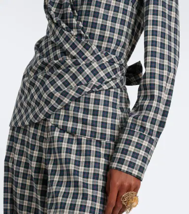 Dries Van Noten Draped plaid cotton flannel shirt | Thumbnail 3