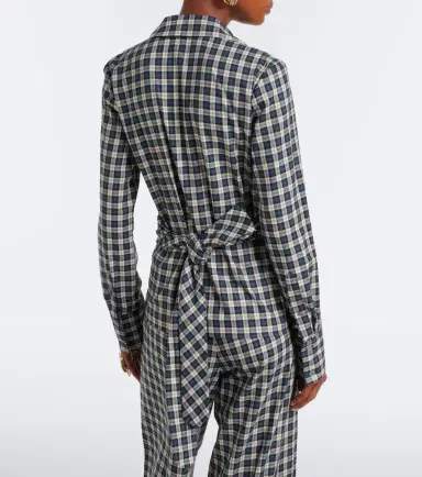 Dries Van Noten Draped plaid cotton flannel shirt | Thumbnail 4