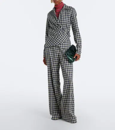 Dries Van Noten Draped plaid cotton flannel shirt | Thumbnail 6