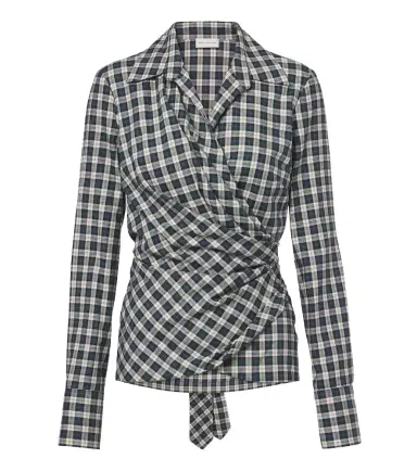 Dries Van Noten Draped plaid cotton flannel shirt | Thumbnail 1