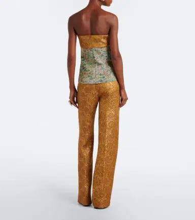 Dries Van Noten Belted jacquard wide-leg pants | Thumbnail 3