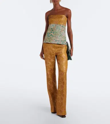 Dries Van Noten Belted jacquard wide-leg pants | Thumbnail 4