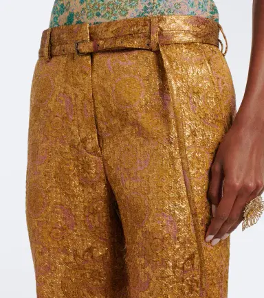 Dries Van Noten Belted jacquard wide-leg pants | Thumbnail 6