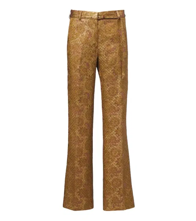 Dries Van Noten Belted jacquard wide-leg pants