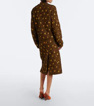 Dries Van Noten Embellished floral cloqué midi skirt | Thumbnail 4