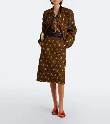Dries Van Noten Embellished floral cloqué midi skirt | Thumbnail 5