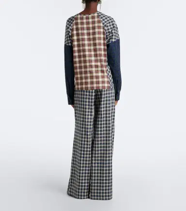 Dries Van Noten Checked cotton flannel wide-leg pants | Thumbnail 2