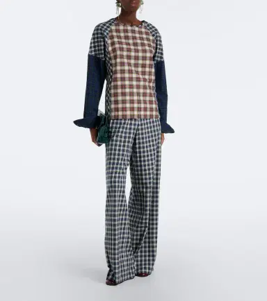 Dries Van Noten Checked cotton flannel wide-leg pants | Thumbnail 4