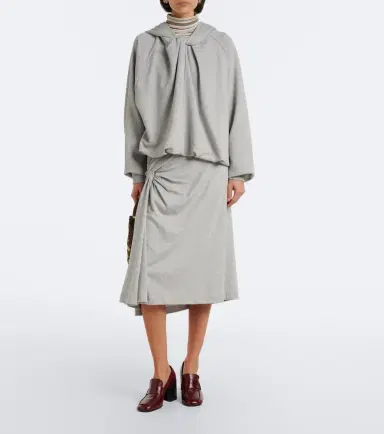 Dries Van Noten Draped cotton jersey midi skirt | Thumbnail 5