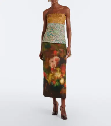 Dries Van Noten Printed cotton canvas midi skirt | Thumbnail 5