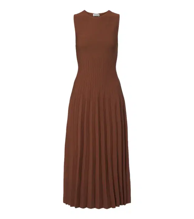 Staud Elyse knitted pleated midi dress