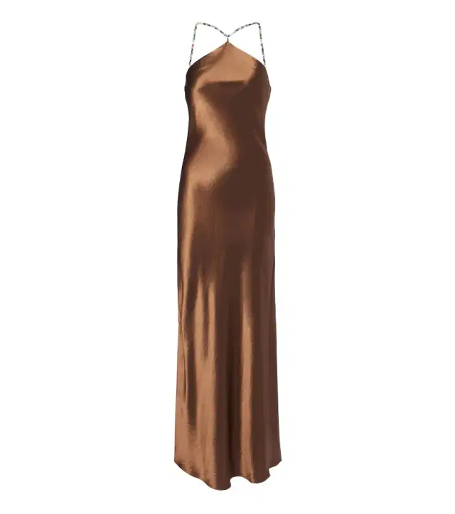 Staud Cedence beaded satin slip dress