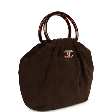 Chanel Chanel Large Pouch Dark Brown Suede Tortoiseshell Hardware | Thumbnail 2 Chanel Chanel Large Pouch Dark Brown Suede Tortoiseshell Hardware | Thumbnail 2