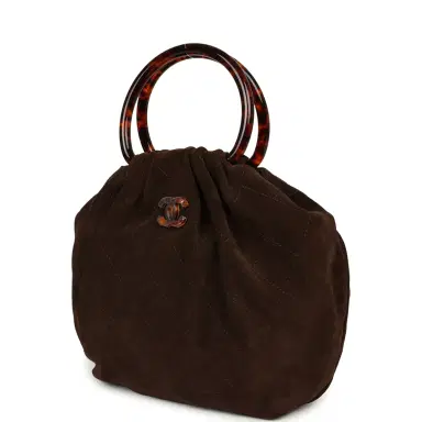 Chanel Chanel Large Pouch Dark Brown Suede Tortoiseshell Hardware | Thumbnail 5 Chanel Chanel Large Pouch Dark Brown Suede Tortoiseshell Hardware | Thumbnail 5
