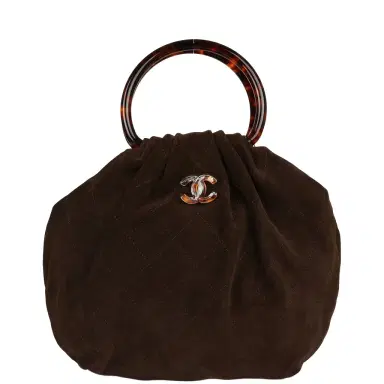 Chanel Chanel Large Pouch Dark Brown Suede Tortoiseshell Hardware | Thumbnail 1 Chanel Chanel Large Pouch Dark Brown Suede Tortoiseshell Hardware | Thumbnail 1