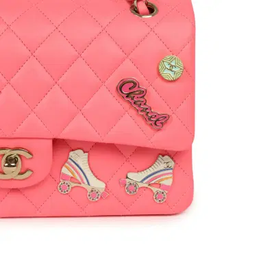Chanel Chanel Medium "Hollywood Charms" Classic Double Flap Bag Coral Lambskin Gold Hardware | Thumbnail 9 Chanel Chanel Medium "Hollywood Charms" Classic Double Flap Bag Coral Lambskin Gold Hardware | Thumbnail 9