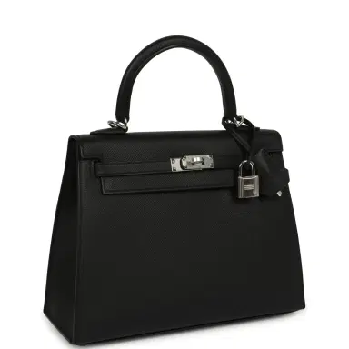 HERMÈS Hermes Kelly Sellier 25 Black Epsom Palladium Hardware | Thumbnail 2
