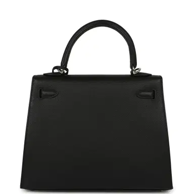 HERMÈS Hermes Kelly Sellier 25 Black Epsom Palladium Hardware | Thumbnail 4