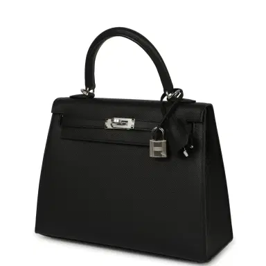 HERMÈS Hermes Kelly Sellier 25 Black Epsom Palladium Hardware | Thumbnail 5