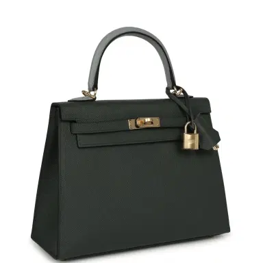 HERMÈS Hermes Kelly Sellier 25 Tri-Color Vert Mangrove, Gris Pantin, Black Epsom Permabrass Hardware | Thumbnail 2 HERMÈS Hermes Kelly Sellier 25 Tri-Color Vert Mangrove, Gris Pantin, Black Epsom Permabrass Hardware | Thumbnail 2