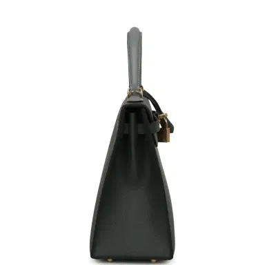 HERMÈS Hermes Kelly Sellier 25 Tri-Color Vert Mangrove, Gris Pantin, Black Epsom Permabrass Hardware | Thumbnail 3 HERMÈS Hermes Kelly Sellier 25 Tri-Color Vert Mangrove, Gris Pantin, Black Epsom Permabrass Hardware | Thumbnail 3