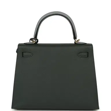 HERMÈS Hermes Kelly Sellier 25 Tri-Color Vert Mangrove, Gris Pantin, Black Epsom Permabrass Hardware | Thumbnail 4 HERMÈS Hermes Kelly Sellier 25 Tri-Color Vert Mangrove, Gris Pantin, Black Epsom Permabrass Hardware | Thumbnail 4