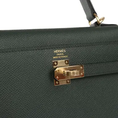 HERMÈS Hermes Kelly Sellier 25 Tri-Color Vert Mangrove, Gris Pantin, Black Epsom Permabrass Hardware | Thumbnail 7 HERMÈS Hermes Kelly Sellier 25 Tri-Color Vert Mangrove, Gris Pantin, Black Epsom Permabrass Hardware | Thumbnail 7